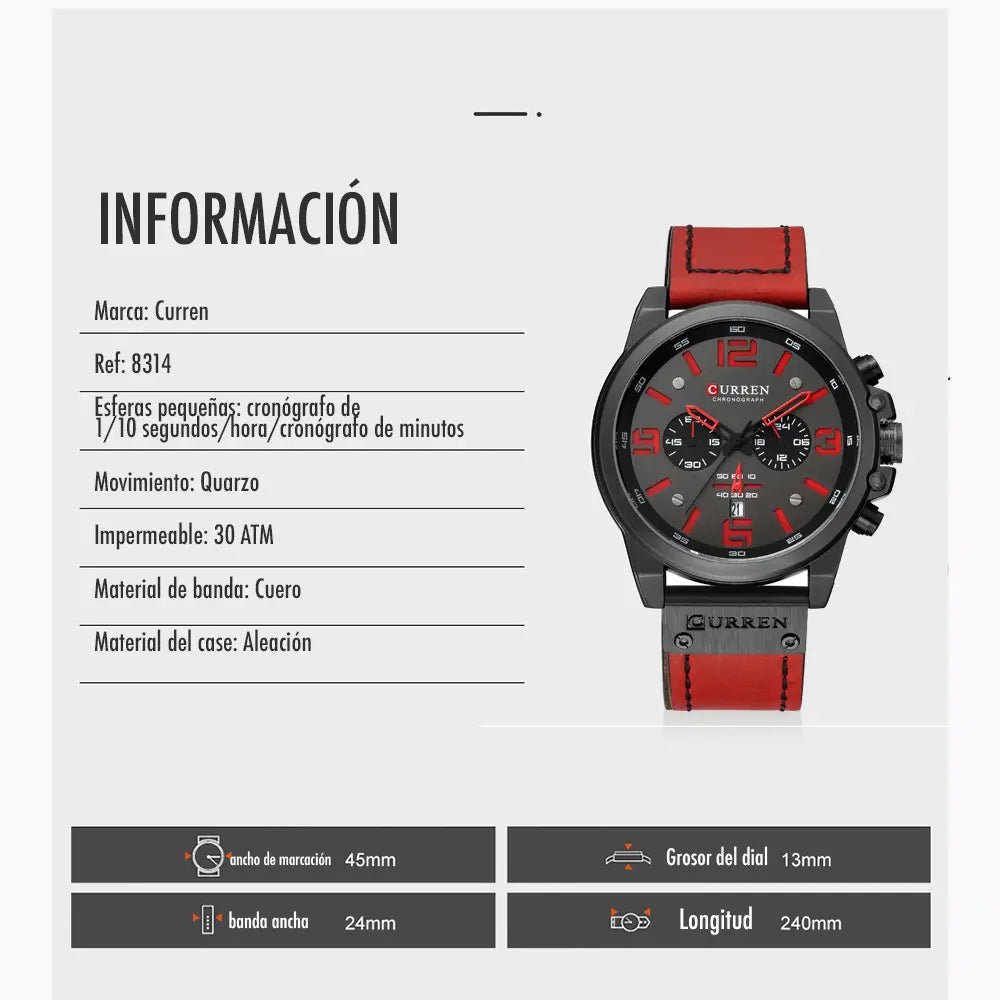 Reloj Curren Caballero Correa De Cuero Ref. 8314 - Edyem